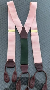 Vintage Polo Ralph Lauren Seide Leder Hosenträger Rosa Grün Preppy USA - Bild 1 von 4