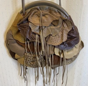 VTG Liotta leather ruffled purse, Fringe, Wide Mouth Hinged - Picture 1 of 12