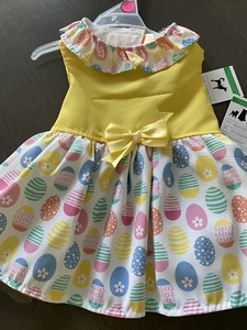 EINFACH HUNDGELB ""OSTEREIER"" RÜSCHE HALS HALTER Kleid Welpe/Hund XSMALL - Bild 1 von 3