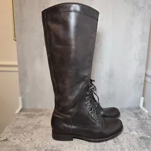 Stivali da equitazione Frye Melissa donna stringati taglia 7 B marroni in pelle euro 37,5 $438 - Foto 1 di 11