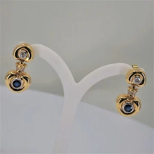 DESIGNER BRILLANT/SAPHIR OHRHÄNGER IN 585/- GELBGOLD BRILLANTBESATZ ca. 0,20ct - Bild 1 von 9