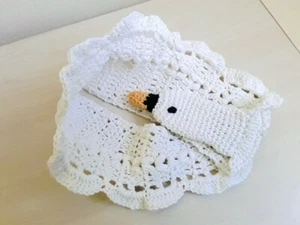 Crochet Swan Scarf, Cotton Lace Collar, white goose, Child size - Picture 1 of 3