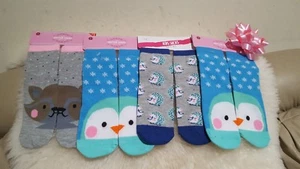 4 Kids Animal Socks ( Size : 7- 8.5 ) Girls 1 Raccoon 2 Penguins 1 Hedgehog - Picture 1 of 1