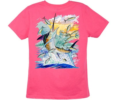 Guy Harvey Ladies Island Marlin S/S Fishing Boat T-Shirt.. Pick Size.. Raspberry - Image 1 of 4