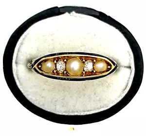 Antiguo Anillo de Luto -Victoriano- Diamantes Reales - Oro Amarillo Puro 15ct - Talla Q.5 - Imagen 1 de 7