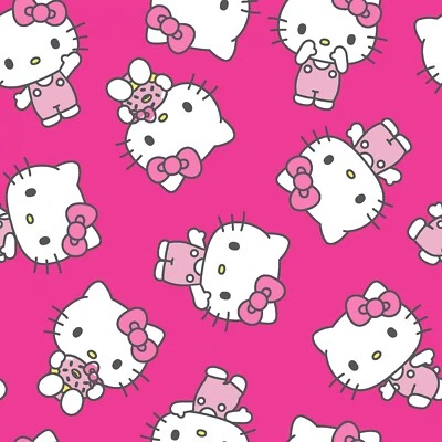 35"L x 45"W Sanrio Hello Kitty Sweet Hot Pink Cotton Fabric 77628 - Image 1 of 2
