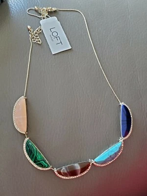 Collar Ann Taylor Tono Dorado Piedra Gema Look Dije Con Acentos de Cristal Nuevo con Etiquetas Foto 1 de 4