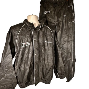 Frogg Toggs Bilt Rain Outerwear Hooded Jacket& Pants Unisex L Black Reflective - Picture 1 of 10