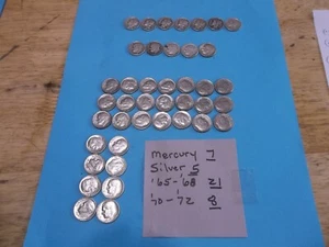 (41) mercury, 90% silver Roosevelt, 60's and 70's dime lot - Picture 1 of 6