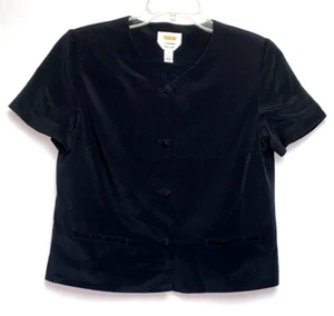 Talbots Black Silk Short Sleeve Jacket Women's Size 10 Black B*J - Picture 1 of 3