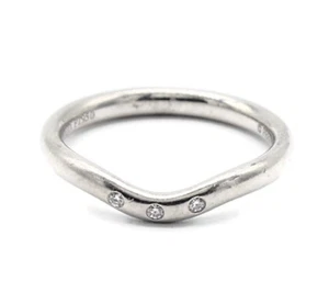Tiffany & Co. Elsa Peretti Platinum Curved Diamond Wedding Band Size 4.5 Diamond - Picture 1 of 4
