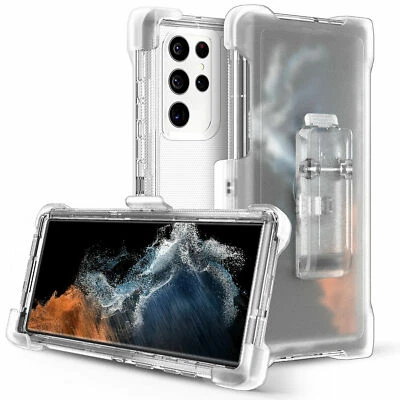 For Samsung Galaxy S24 S24+ Plus Ultra Shockproof Clear Defender Hard Case +Clip - Image 1 of 4