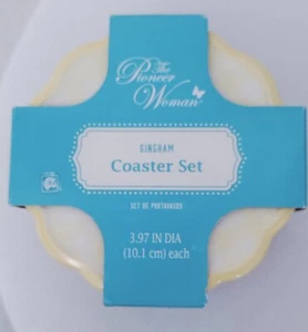 Pioneer Woman Farmhouse Gingham Coasters Set Of 4 NWT - Picture 1 of 3