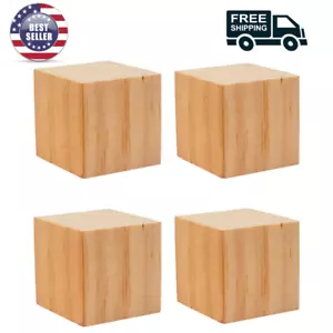 4PACK Wooden Blocks for Crafts, Unfinished Wood Cubes Blocks, 3 Inch Natural ... - Picture 1 of 24