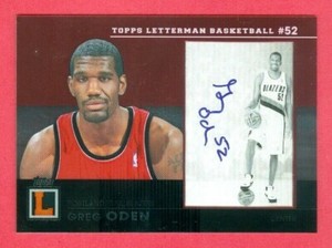 2007-08 TOPPS LETTERMAN (BKB) Greg Oden SSP AUTO CHROME RC CARD #SSGO #'ed 14/19