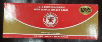 1918 FORD RUNABOUT w/TANKER TRAILER BANK "TEXACO" 1/25th SCALE.  - Image 1 of 3