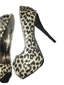 Diva Stiletto 5.5” High Heels Sexy Dancer OPEN TOE Animal Print Sparkle NewSz 10 - Picture 1 of 15