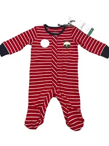 Joules NWT Red White Striped Christmas Sleepsuit All In One 0-3 Months - Picture 1 of 7