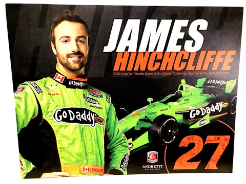 2013 JAMES HINCHCLIFFE GODADDY #27 CHEVROLET IZOD INDY CAR OPEN WHEEL POSTCARD Cover