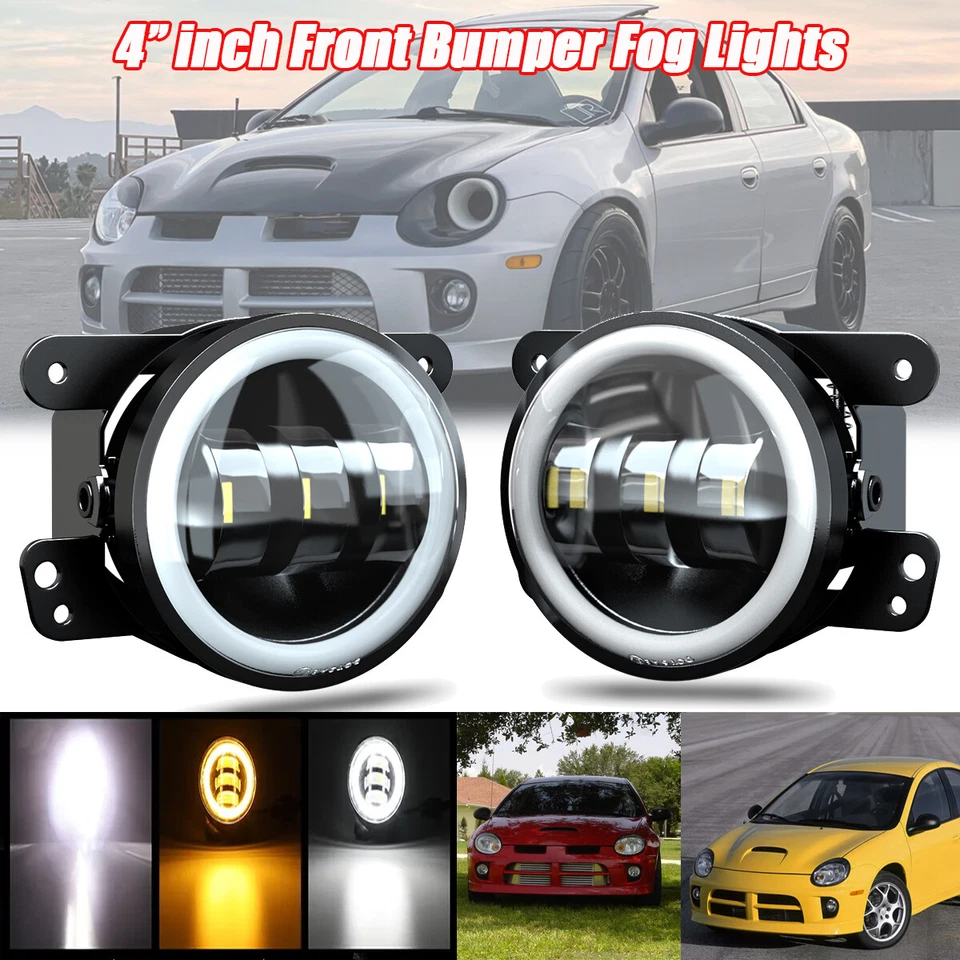 For 1995-2005 Dodge Neon 4" Inch LED Fog Lights Front Bumper Driving Lamps - Image 1 of 4