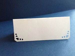50 white Small heart Edged wedding place name cards, table names - Picture 1 of 1