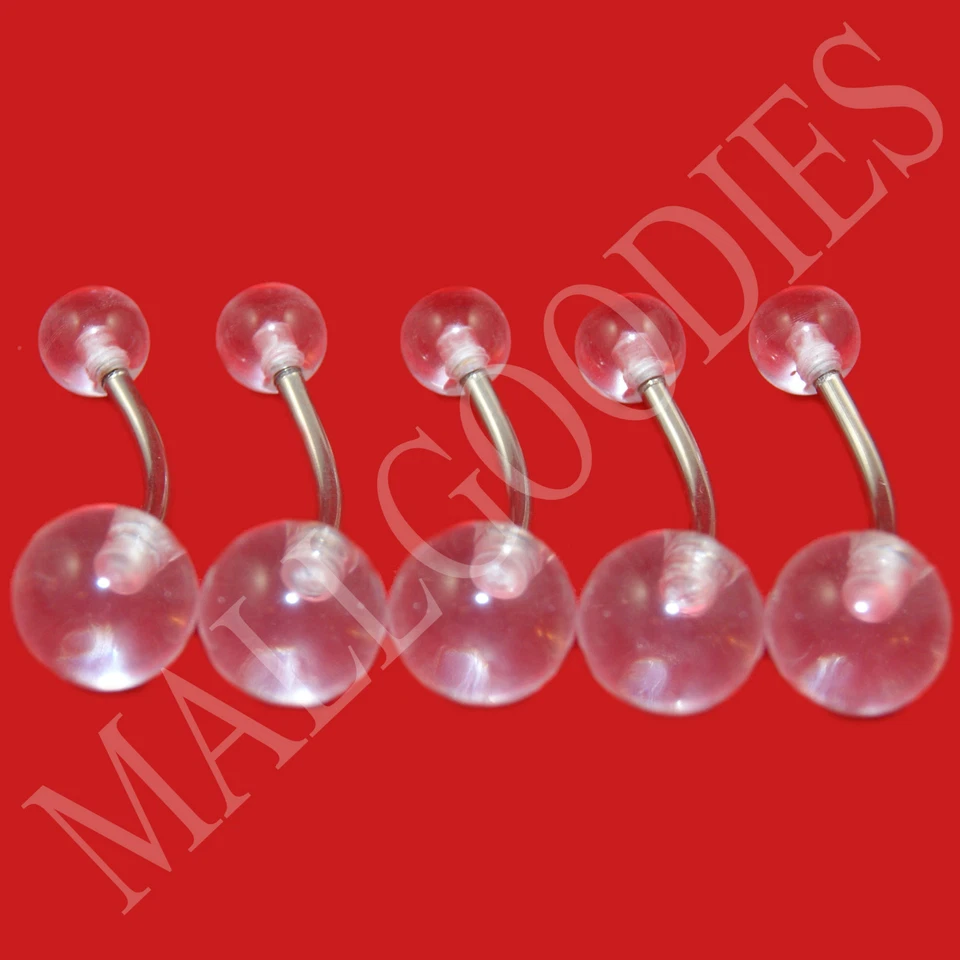 W009 Acrílico Transparente Vientre Anillos Navales Barra LOTE de 5 Retenedores Invisibles Lote 5 Foto 1 de 1