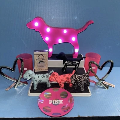 Victoria Secret/Pink Brand Prop Displays, Light Up Dog, Gold Hearts, VS Throw - Image 1 of 4