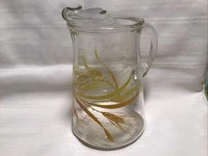 Vintage 9" MCM Libbey Golden Wheat Grass Pitcher With Ice Lip - 72 oz - Picture 1 of 5