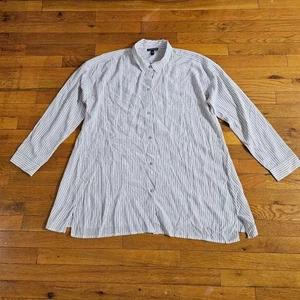 Eileen Fisher Women's Silk White Black Striped Silk Tunic Top M - Picture 1 of 7
