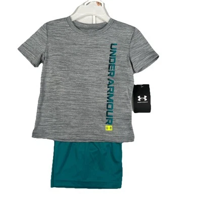 Under Armour Boy's 2T Shorts Outfit Set Toddler Gray Teal msrp $40 - Image 1 of 3
