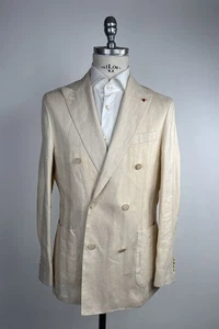 NUEVO BLAZER ISAIA BEIGE LINO SEDA US 40 - EU 50 Y757 - Imagen 1 de 1