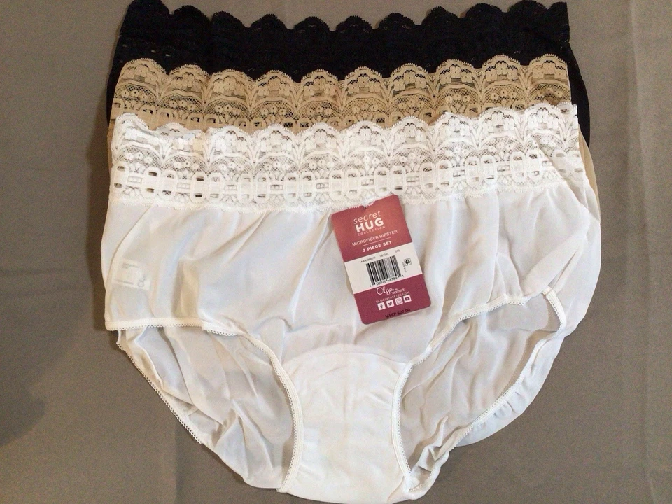 Panty Hipster Olga 913J3 Secret Hug Scoop - Paquete de 3 Estilo Vintage 8/XL Foto 1 de 4