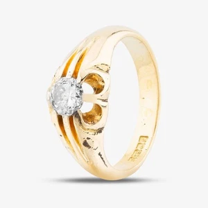 Anillo de sello de diamantes talla brillante de 1,40 quilates de oro amarillo de 9 quilates de segunda mano 41341083 - Imagen 1 de 4