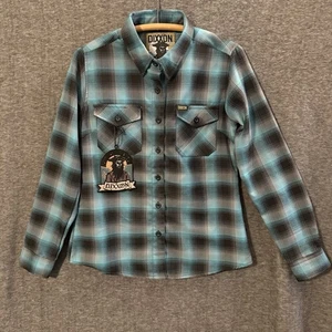 Dixxon Tortuga Flanell Damen mittel türkis kariert Knopfleiste Langarm neu mit Etikett 384 - Bild 1 von 13