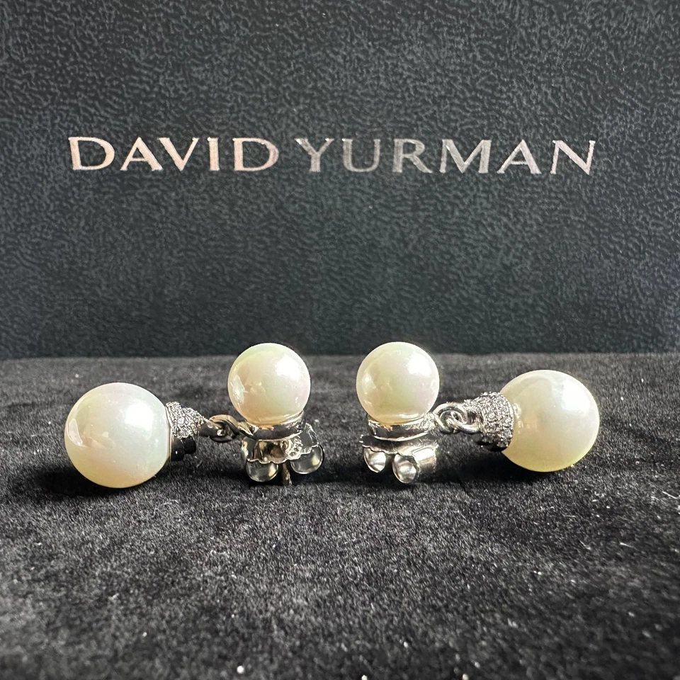 David Yurman Pearls & Pavé Setting Small Diamonds Earrings - Image 1 of 4