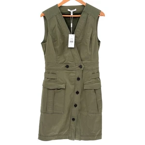Derek Lam Dress Elena Women Size 10 Olive Green Utility Sleeveless New - Picture 1 of 15