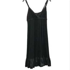 Cynthia Rowley Black Slip Dress Frill Hem Size S - Picture 1 of 11
