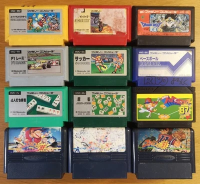 Famicom 12 Spiele Games Mario Bros Soccer Tennis Nintendo NTSC-J NES Japan Lot - Bild 1 von 2