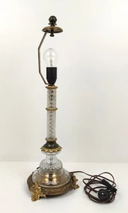 1900 rar Top Antik Tisch-Lampe Lampenfuß Glas fein Schliff Messing Maskaron-Fuß - Bild 1 von 13