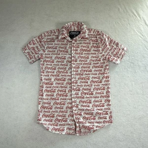Coca Cola Soda Button Down Kurzarm Hemd AOP Small weiß mit roten Buchstaben - Bild 1 von 5