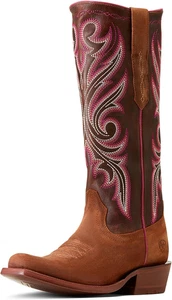 ARIAT Tan Suede Futurity Starlight 14 inch StretchFit Cutter Toe Women's Western - Picture 1 of 8
