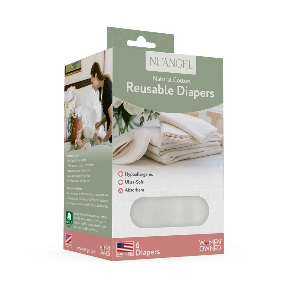 Pañales de tela preplegables: algodón natural, pañales de tela reutilizables para bebés, lavables... Foto 1 de 4