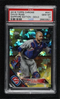 2016 Topps Chrome Sapphire Edition Gold 65th Anniversary 4/5 David Ross PSA 10 - Image 1 of 3