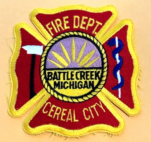Parche del Departamento de Bomberos de Battle Creek Michigan "Ciudad de Cereales" sin usar - Imagen 1 de 2