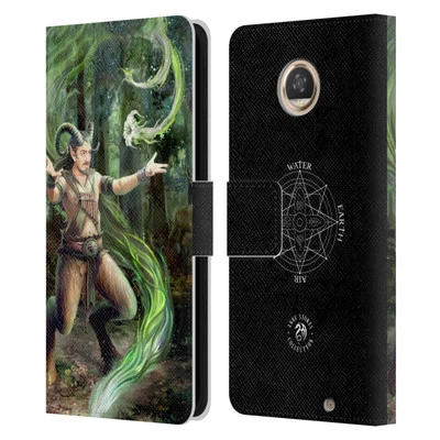OFFICIAL ANNE STOKES MALE ELEMENTALS LEATHER BOOK CASE FOR MOTOROLA PHONES - Image 1 of 4