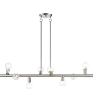 Livex Bannister 8 Light Large Linear Chandelier, Brushed Nickel - 45868-91 - Picture 1 of 19