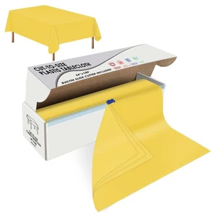 Gelbe Einweg Kunststoff Tischdecke Rolle 54" x 100', Kunststoff Tisch Abdeckung mit... - Bild 1 von 7
