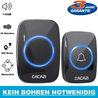 PARRADOR Funk Türklingel Funkklingel 300m Haustür Klingel IP55 Wasserdicht Außenbereich