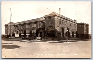 K39/ Chisholm Minnesota RPPC Postcard c1940s High School  442 - Picture 1 of 2