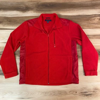 Chaqueta Tommy Hilfiger roja polar cremallera completa para hombre ribete mediano de nailon Foto 1 de 4